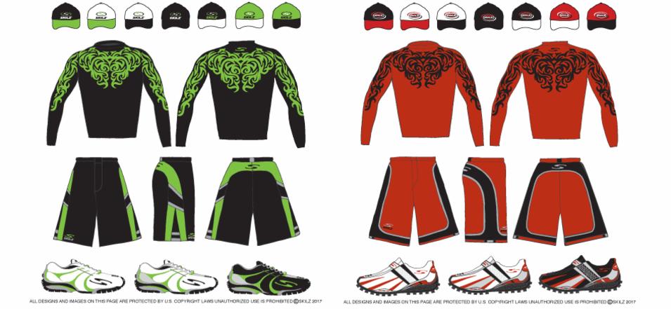 SKILZ neon green and red athletic uniform concept